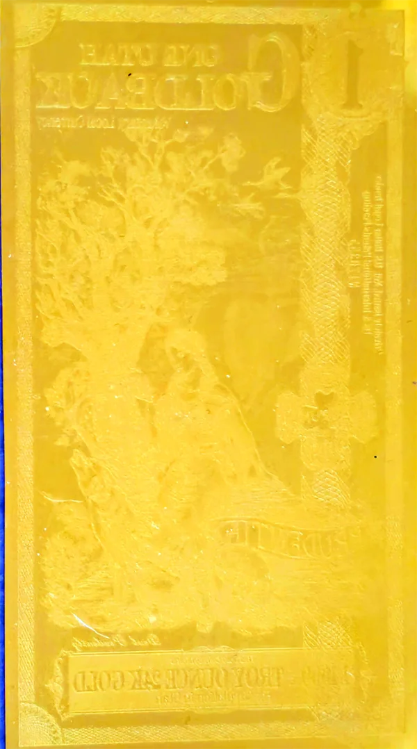 2019 Utah $1 Goldback Currency - First Issue, reverse view