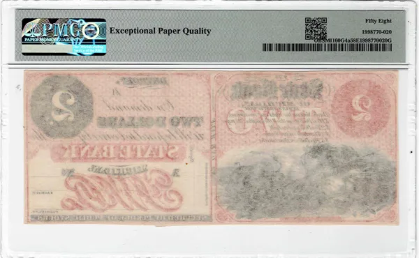 Detroit Michigan 1859 $2 Remainder PMG AU58 EPQ