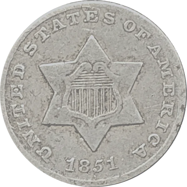 1851 O Three Cent Silver Obverse