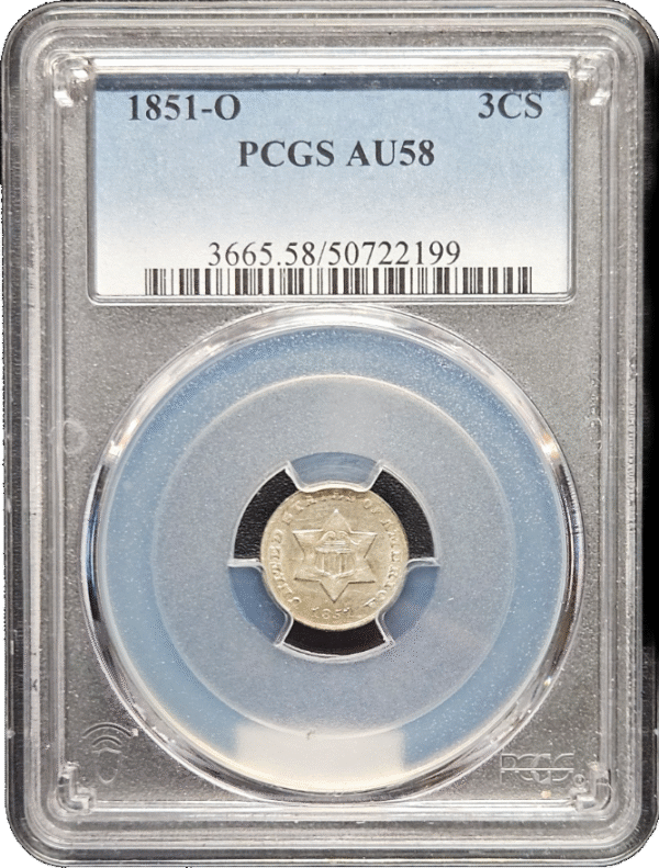 1851 O Three Cent Silver PCGS AU58