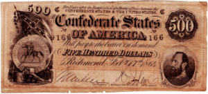 1864 Confederate States of America $500 note T-64 Obverse