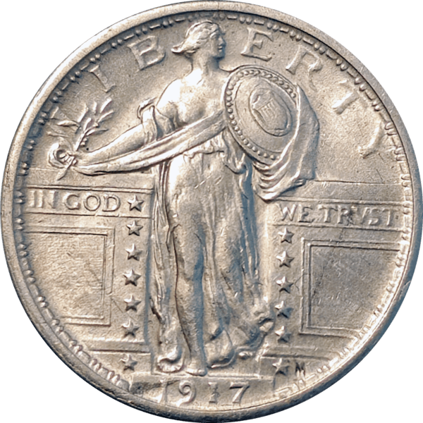 1917 Standing Liberty Type 1 MS63 Full Head Obverse View