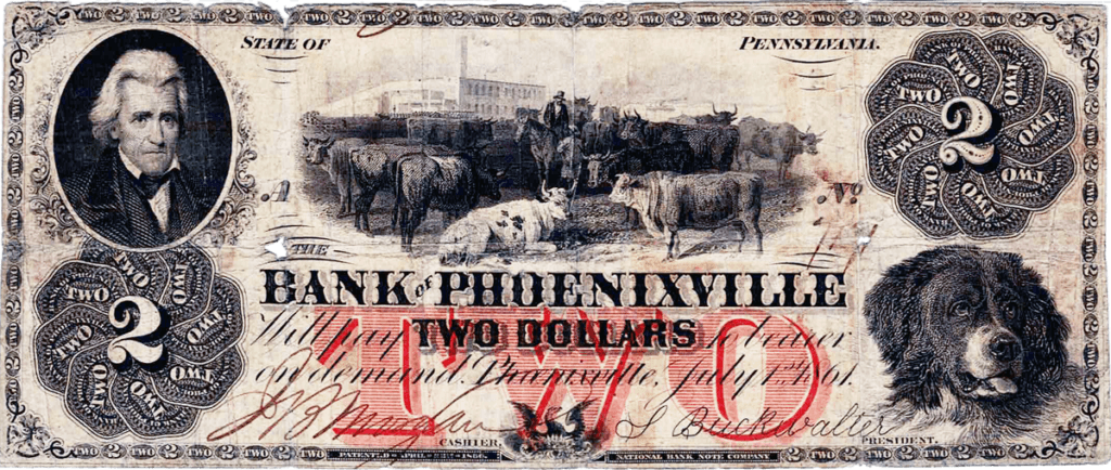 The Bank Of Phoenixville Pennsylvania  issued 1861