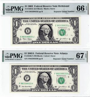 2003 $1 Matching Repeater Serials PMG