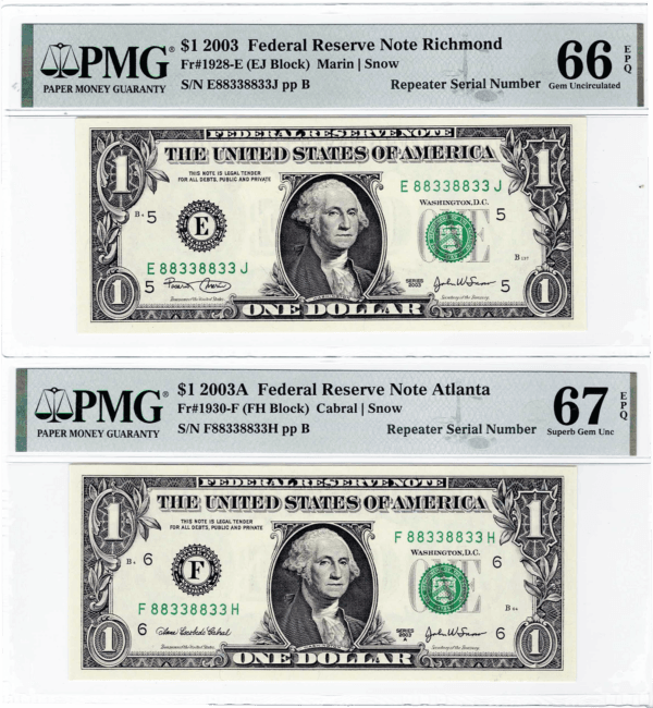 2003 $1 Matching Repeater Serials PMG