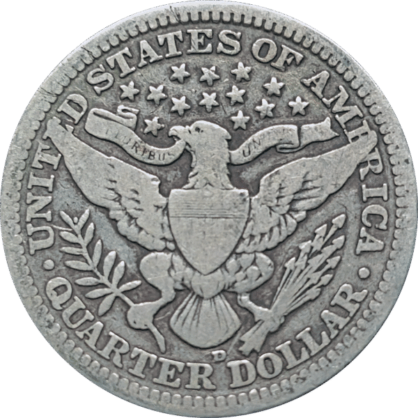 1915 D Barber Quarter Reverse View