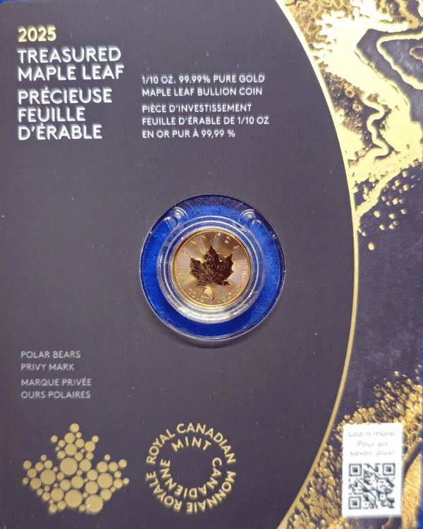 2025 1/10th Oz Maple Leaf with Polar Bear Privy in Assay