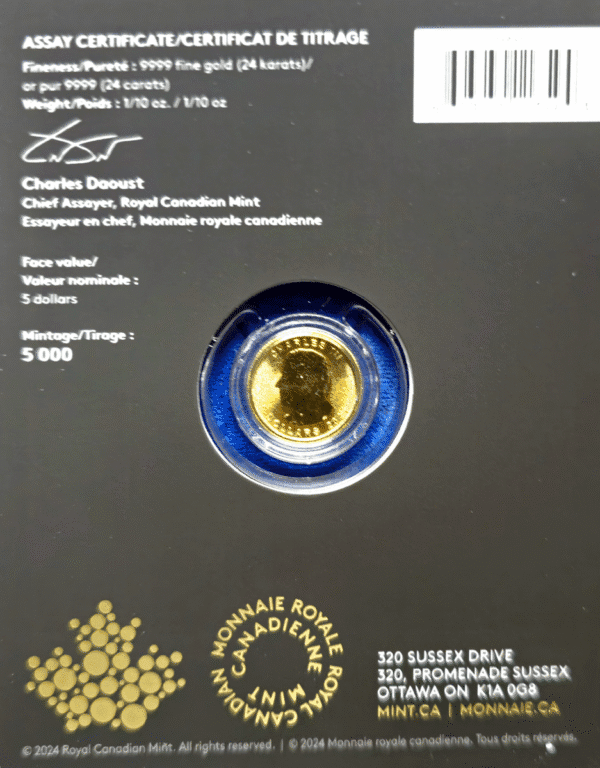 2025 1/10th Oz Maple Leaf with Polar Bear Privy in Assay