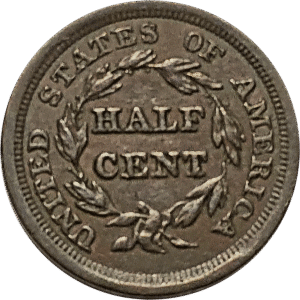 1857-half-cent-rev 1857 Braided Hair Large Cent Small Date