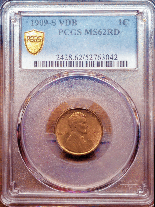 1909 S VDB Lincoln Cent PCGS MS62RD