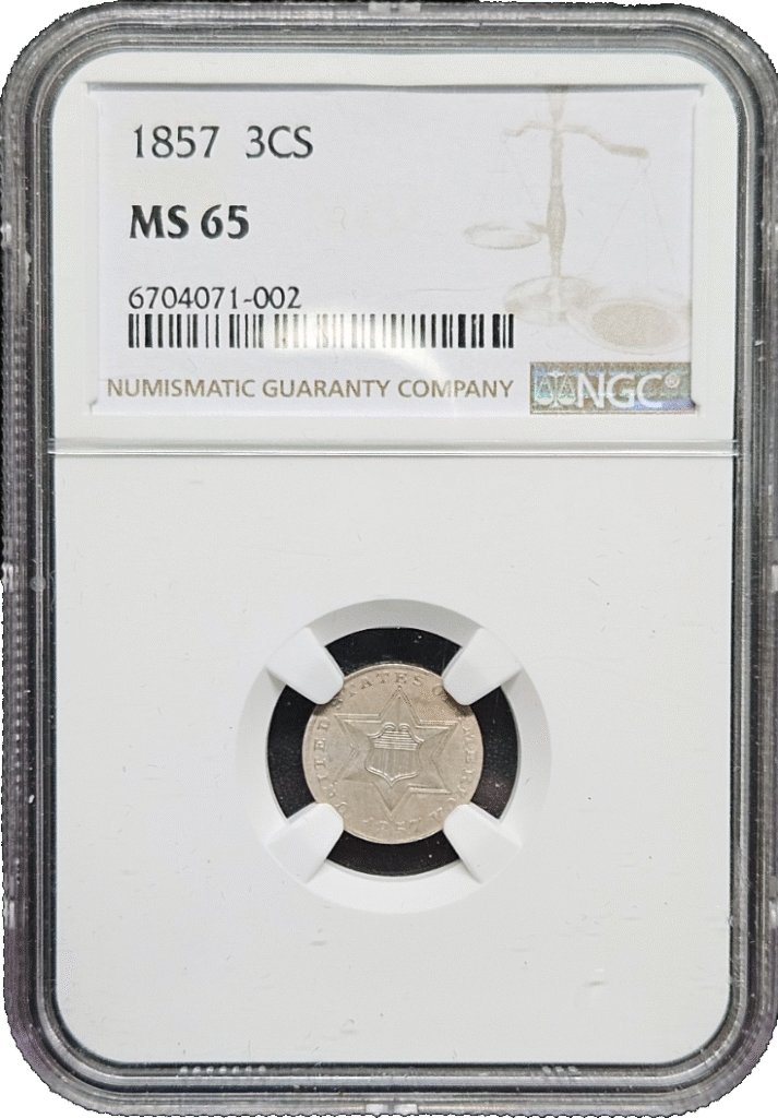 1857 Three Cent Silver NGC MS65