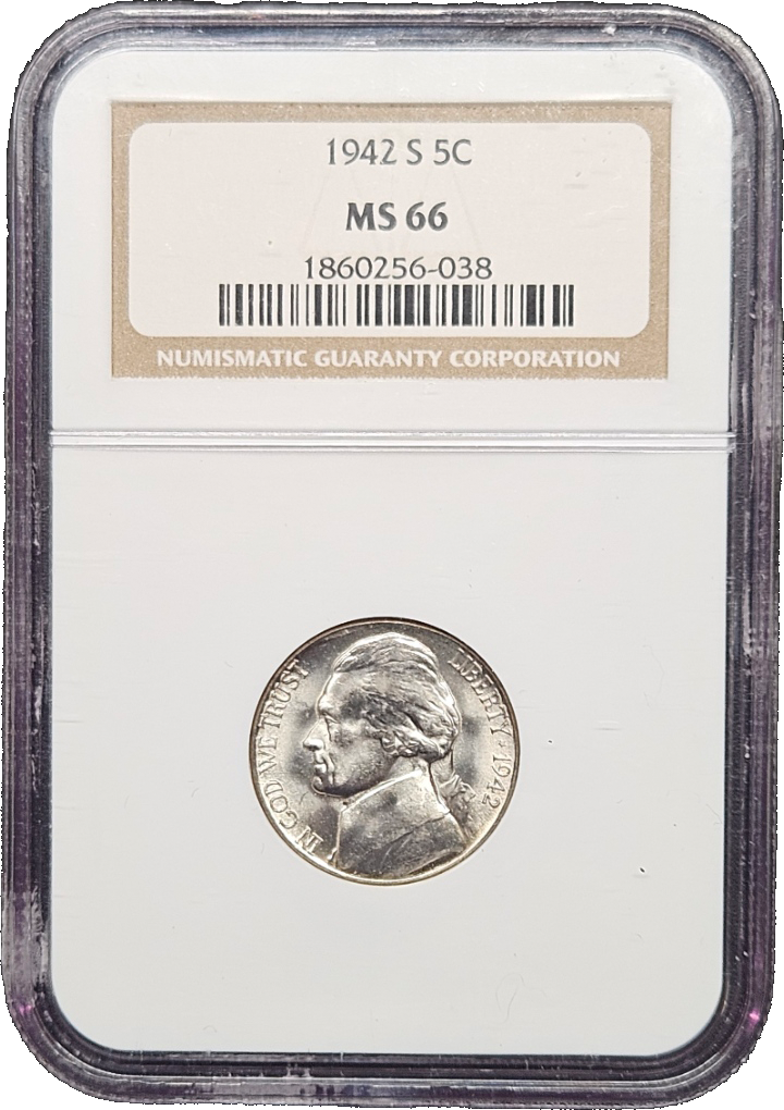 1942 S Jefferson War Nickel NGC MS66