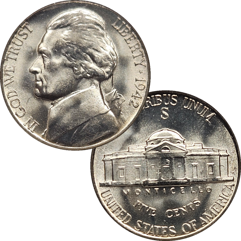 1942 S Jefferson War Nickel NGC MS66