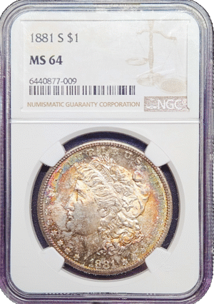 1881 S Morgan Silver Dollar Toner NGC MS64
