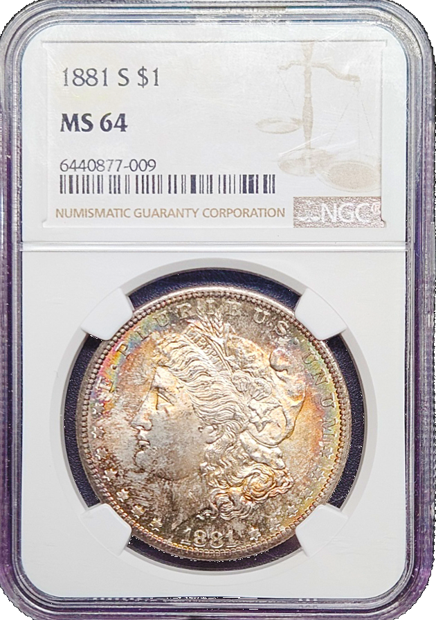 1881 S Morgan Silver Dollar Toner NGC MS64