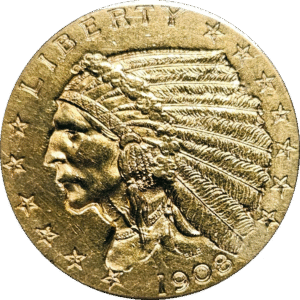 1908 $2.5 Indian Head gold