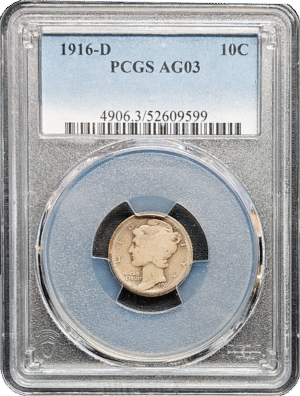 1916 D Mercury Dime Key Date PCGS AG3