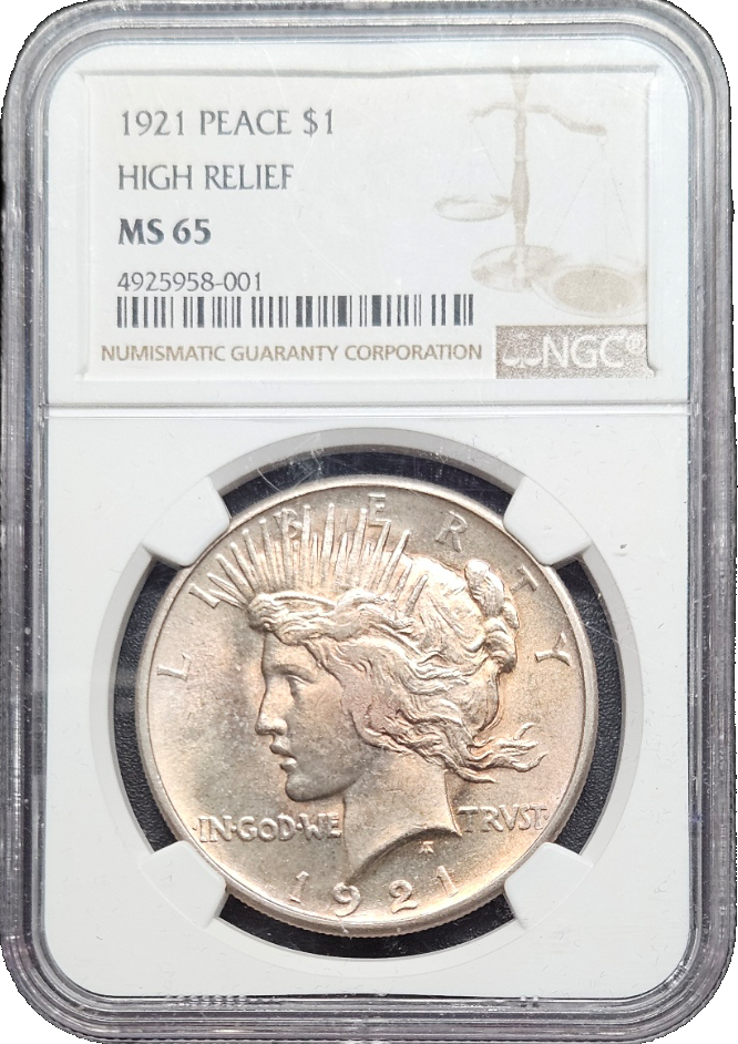 1921 Peace Dollar High Relief NGC MS65