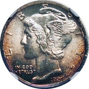 1924 Mercury Dime Toner NGC MS67