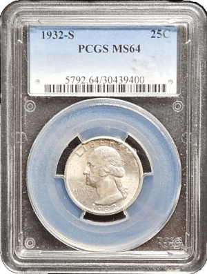 1932 S Washington Quarter Key Date PCGS MS64