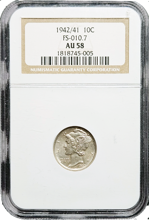 1942/41 Mercury Dime NGC AU58