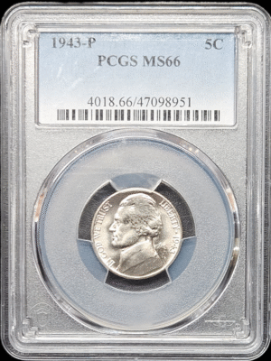 1943 P War Nickel PCGS MS66