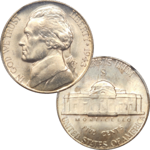 1943 S Jefferson War Nickel PCGS MS66