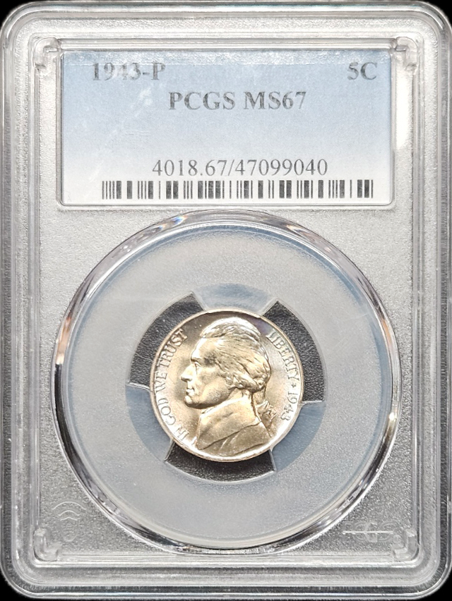 1943 P Jefferson Nickel MS67 PCGS