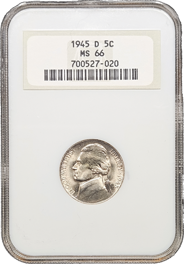 1945 D Jefferson War Nickel NGC MS66