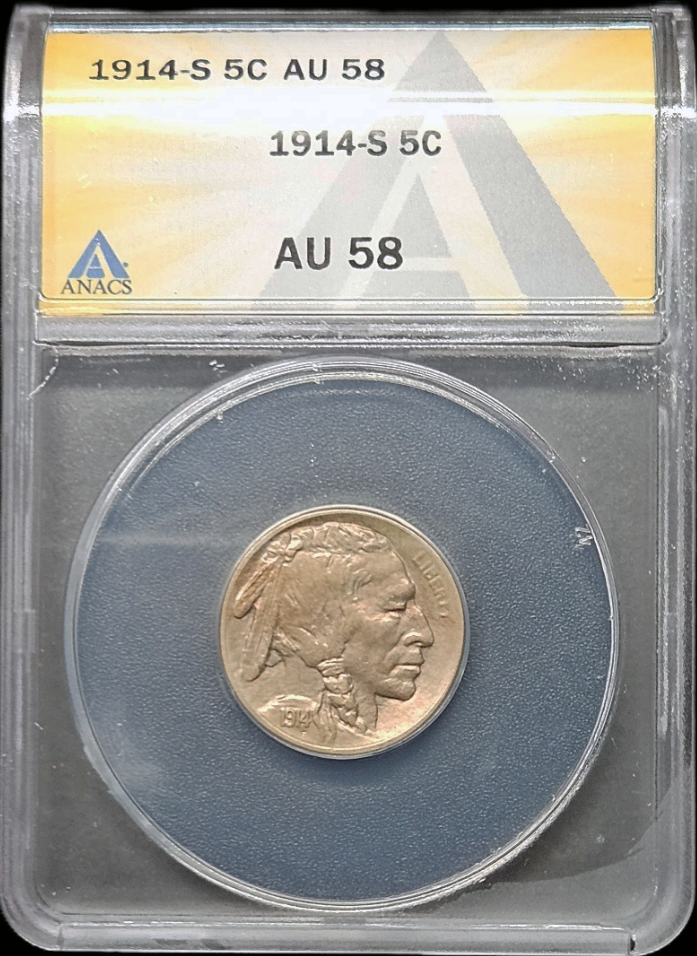 1914 S Buffalo Nickel ANACS AU58