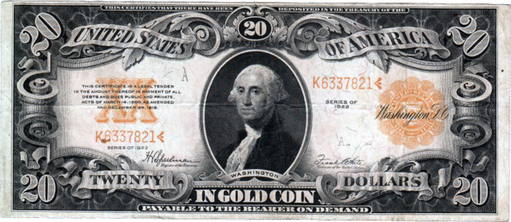 Series of 1922 $20 Gold Certificate