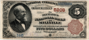 Series of 1882 Brown back Millville NJ