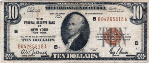 $10 Federal Reserve Bank of New York Brown Seal