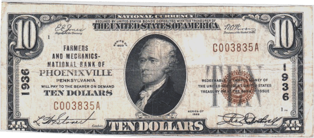 Series of 1929 Type 1 Charter note Phoenixville PA Error