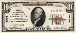 Phoenixville PA national currency $10