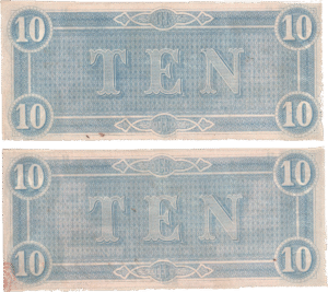T68 Confederate $10 notes with consecutive serial numbers