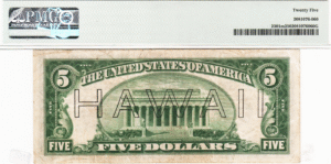 1934 Series $5 Hawaii Mule WWII Emergency Note PMG VF25