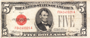 F-1528 $5 red seal legal tender note