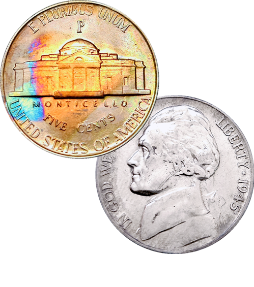 1945 Toned War Nickel