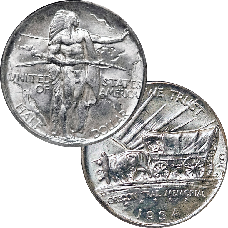 1934 D Oregon Trail Commemorative Half Dollar